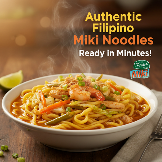 Packaged Miki noodles with Tropica branding on a white background