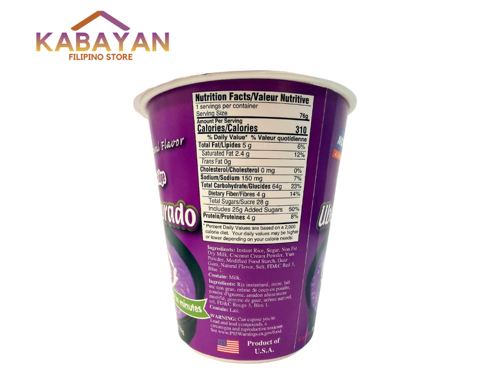 Nora Purple Yam Porridge Ube Champorado 47g back label