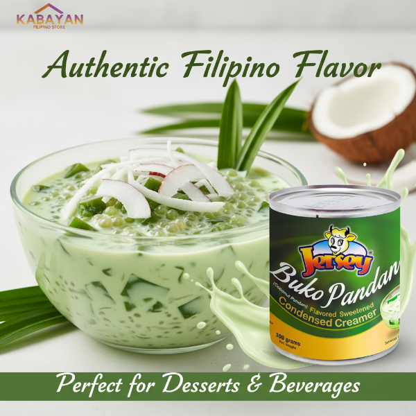 Can of Jetsey Buko Pandan creamer with a white background