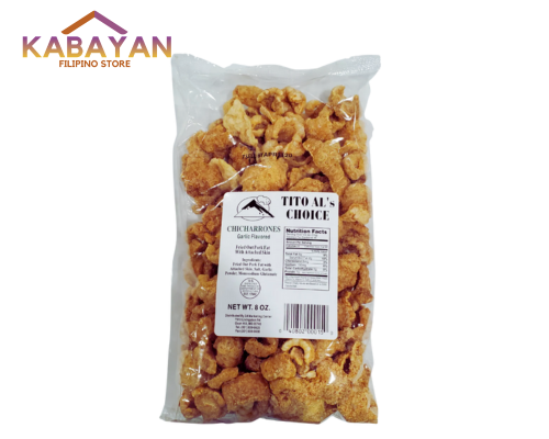 Tito Als Pork Chicharrons Strips GARLIC 8oz 227g